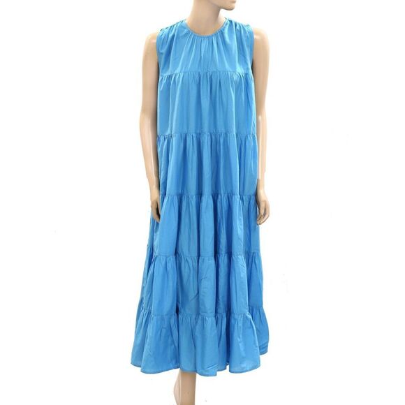 Merlette Ron Herman Caron Tiered Maxi Dress Swing Sleeveless Cotton XS 277628 - Picture 1 of 4